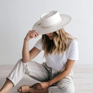 Gigi Pip BRE STRAW PORK PIE - IVORY